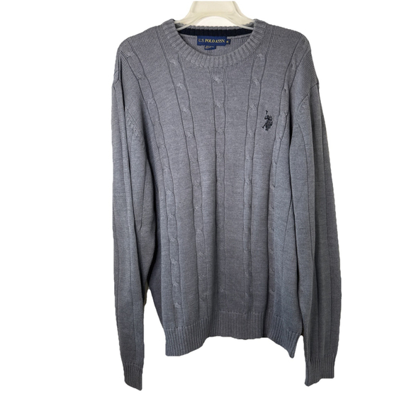 US Polo Assn. Other - US Polo Assn. Men’s XL Grey CableKnit Crew Neck Pullover Sweater